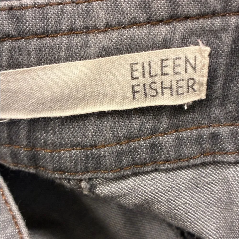 EILEEN FISHER Chino Cropped Pants Oragnic Cotton Elastane Blend Gray Size 16